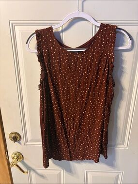 Maurices Rust Brown Sleeveless Tank with Tiny White Dot Print Size Large